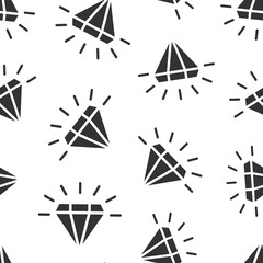 Diamond gem icon in flat style. Gemstone vector illustration on white isolated background. Jewelry brilliant seamless pattern business concept.