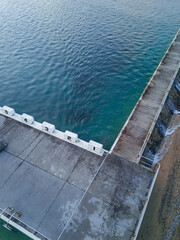 Naklejka premium Aerial view of empty Merewether ocean pool, Newcastle, Australia.
