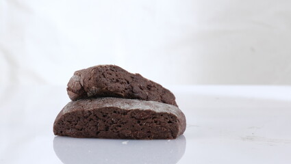 chocolate cake on a white plate