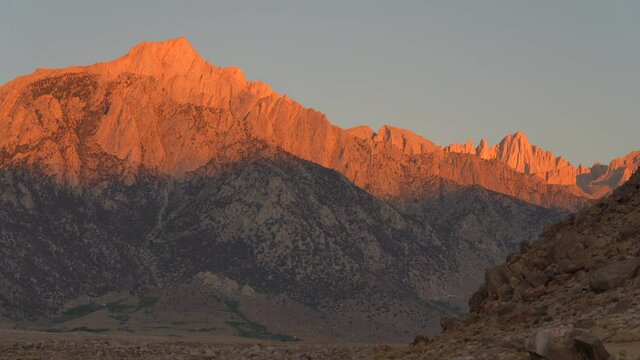 High sierras with first light of day on a mountain top