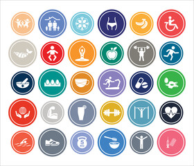 Fitness Infographic Round design Icon Sets For Web, App And Design.