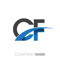 initial letter CF logotype company name colored blue and grey swoosh design. vector logo for business and company identity.