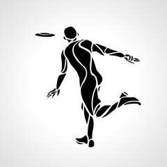 Athlete throwing frisbee. Playing frisbee. Vector illustration