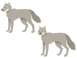 立っている狼の全身イラストセット