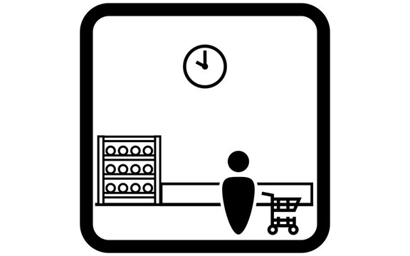 人の少ない時間帯に買い物するアイコンイラスト