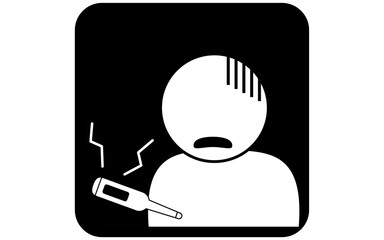 熱を出して体調の悪い人のアイコンイラスト