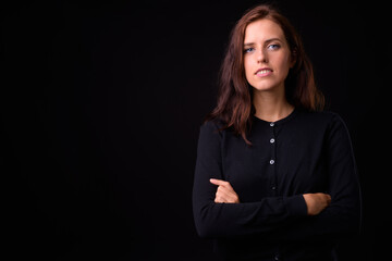Portrait of young beautiful woman with brown hair