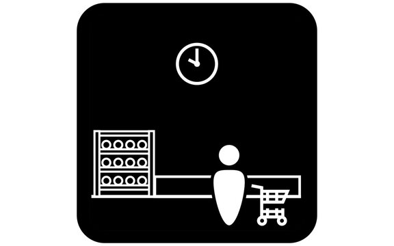 人の少ない時間帯に買い物するアイコンイラスト
