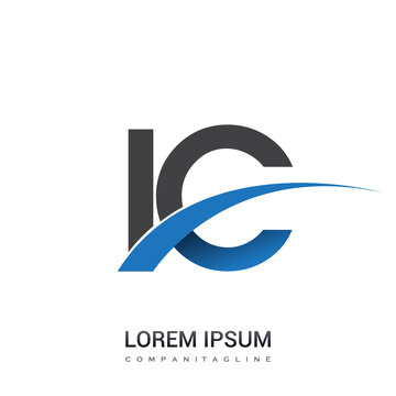initial letter IC logotype company name colored blue and grey swoosh design. vector logo for business and company identity.
