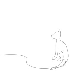 Cat silhouette. Continuous line drawing. Vector illustration