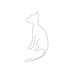 Cat on white background silhouette. Continuous line drawing. Vector illustration