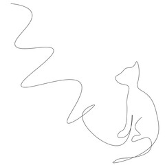 Cat on white background. Continuous line drawing. Vector illustration