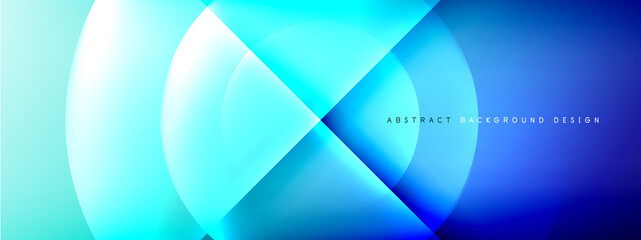 Vector abstract background - circle and cross on fluid gradient with shadows and light effects. Techno or business shiny design templates for text