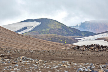 colored mountains of the volcanic landscape of Landmannalaugar. Iceland