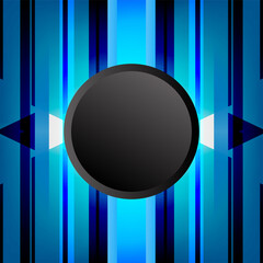 blue digital technology geometric abstract background, black circle button, corporate business template for website banner poster, flat