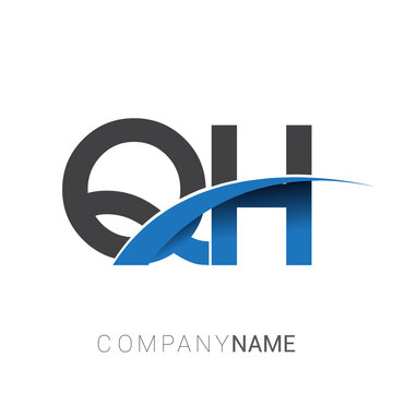 initial letter QH logotype company name colored blue and grey swoosh design. vector logo for business and company identity.