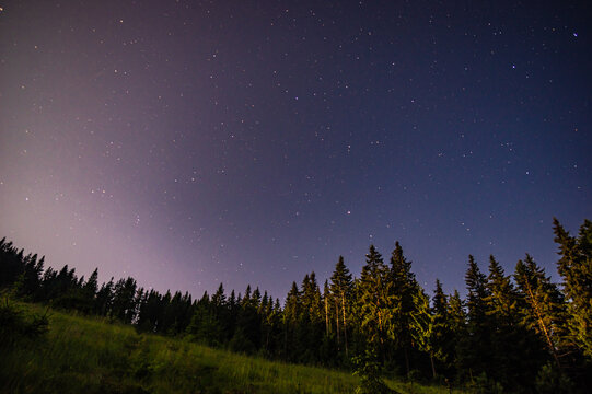 Moon and starry night in the Carpathians © onyx124