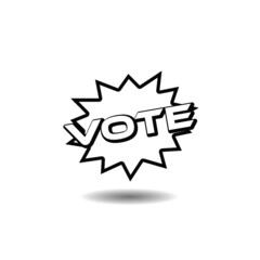 Vote comic text speech bubble pop art with shadow