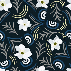 Fototapeta na wymiar seamless floral pattern with hand drawn anemone flower. Perfect for apparel,fabric, textile, nursery decoration,wrapping paper.