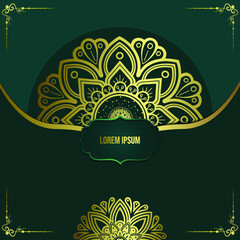 Luxury gold mandala ornate background for wedding invitation, book cover