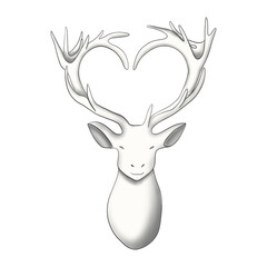 Christmas White Deer Background Hand Drawn Illustration	