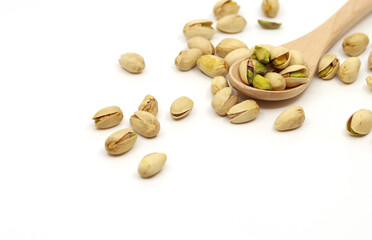 pistachio nuts on white background