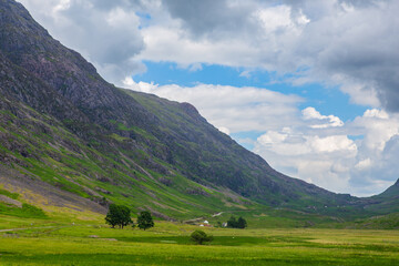 Fototapeta premium The mountain landscape in Glencoe, a valley in Highlands, Scotland.