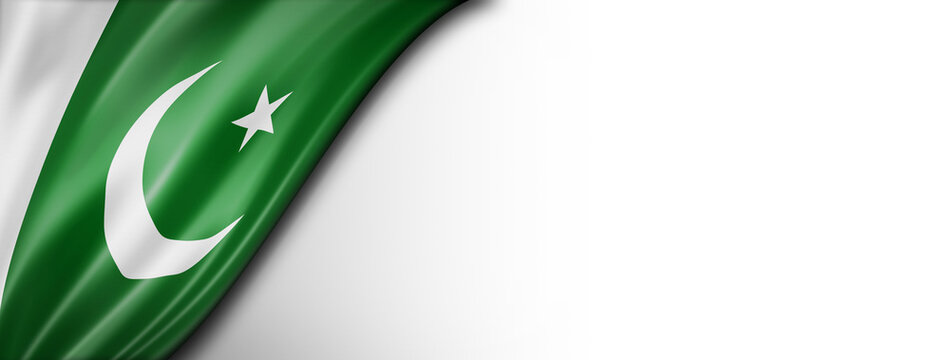 Pakistan flag  isolated on a white banner background
