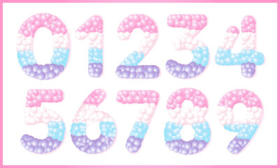 Pastel balloons set numbers. For birthday, baby shower celebration.