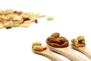 wooden spoon with nuts