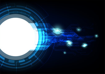 blue circle technology abstract background, cyberspace digital system wallpaper, template for website cover poster banner brochure , flat vector design