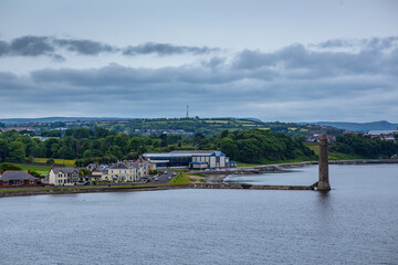 Obraz premium The port in Larne, North Ireland, on a cloudy, day.