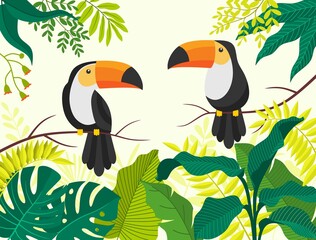 Tropical bird toucan cartoon animal design. © andin