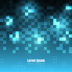 blue pixel mosaic technology abstract background, square geometric digital space wallpaper, template for website cover poster banner brochure, flat vector graphic design