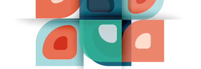 Fototapeta premium Set of vector modern geometric abstract backgrounds with repeating abstract round shapes patterns and shadow effects