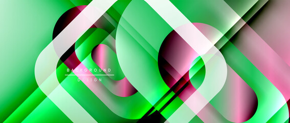 Vector geometric abstract background with lines and modern forms. Fluid gradient with abstract round shapes and shadow and light effects