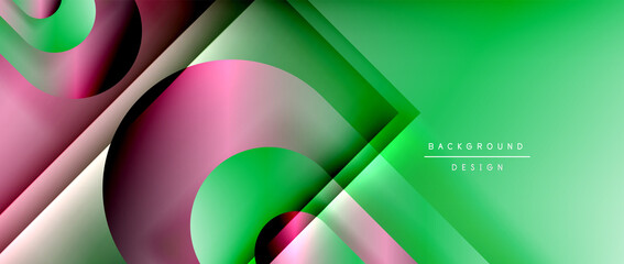 Vector geometric abstract background with lines and modern forms. Fluid gradient with abstract round shapes and shadow and light effects