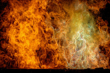 abstract very hot blaze fire flame texture  on black background
