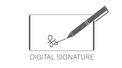 Digital Signature outline icon. Thin line style design from blockchain collection. 