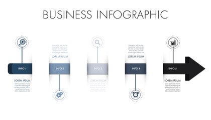 Arrow shape business infographic template.