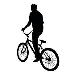 silhouette of a man riding a bicycle bike vector illustration 