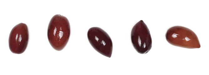 Olives set and collection isolated on white background, top view