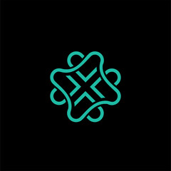 Flower abstract Logo design vector template Infinite shape. Five point star Looped Logotype infinity icon. Linear style.