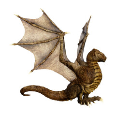 3D Rendering Fairy Tale Dragon on White