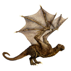 3D Rendering Fairy Tale Dragon on White