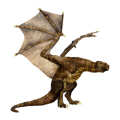 3D Rendering Fairy Tale Dragon on White