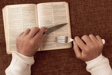 open bible spiritual food and drink. understanding Bible study as spiritual food for the soul