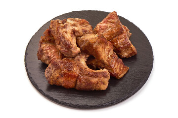 Grilled pork ribs, isolated on white background