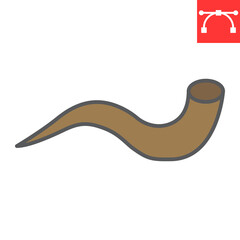 Shofar color line icon, rosh hashanah and holiday, yom kippur sign vector graphics, editable stroke filled outline icon, eps 10.