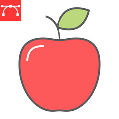 Apple color line icon, fruit and health, apple sign vector graphics, editable stroke filled outline icon, eps 10.